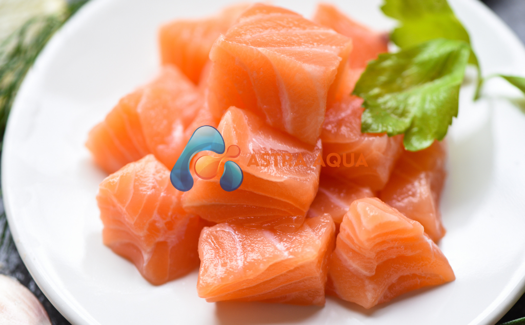 Cá hồi cắt khối vuông 